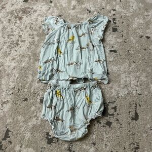 Milkbarn LLC Baby Girl Bambo Dress & Bloomer Set Size 6-12 Months - Blue Bird
